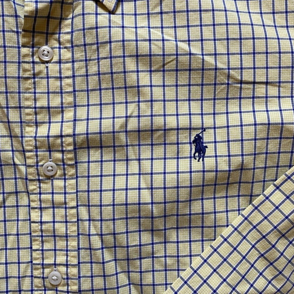 Ralph Lauren Button Down Shirt Men's XXL Yellow Blue Plaid - Picture 4 of 8